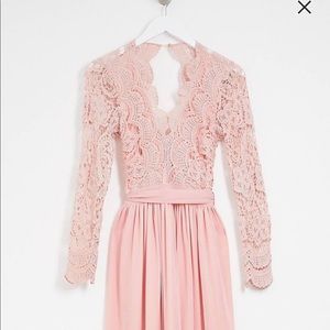 Crochet lace chiffon maxi dress